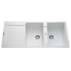Évier granit blanc pur Luisina TAM TAM 2 bacs 1 égouttoir