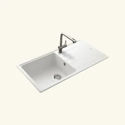 Évier granit blanc Schock ELEMENT 1 grand bac 1 égouttoir