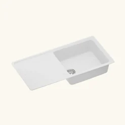 Évier granit blanc Schock ELEMENT 1 grand bac 1 égouttoir