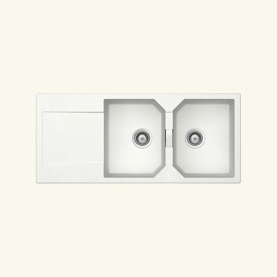 Évier granit blanc Schock MANHATTAN 2 bacs 1 égouttoir