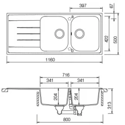 Évier granit blanc Schock VIOLA 2 bacs 1 égouttoir