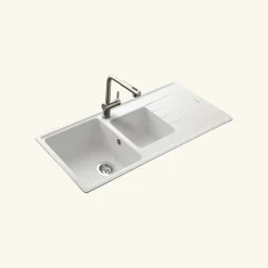 Évier granit blanc Schock ELEMENT 2 bacs 1 égouttoir