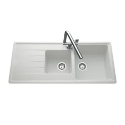 Évier granit blanc Schock ELEMENT 2 bacs 1 égouttoir