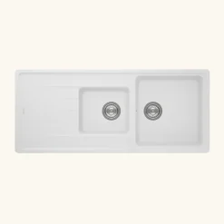 Évier granit blanc Schock ELEMENT 2 bacs 1 égouttoir