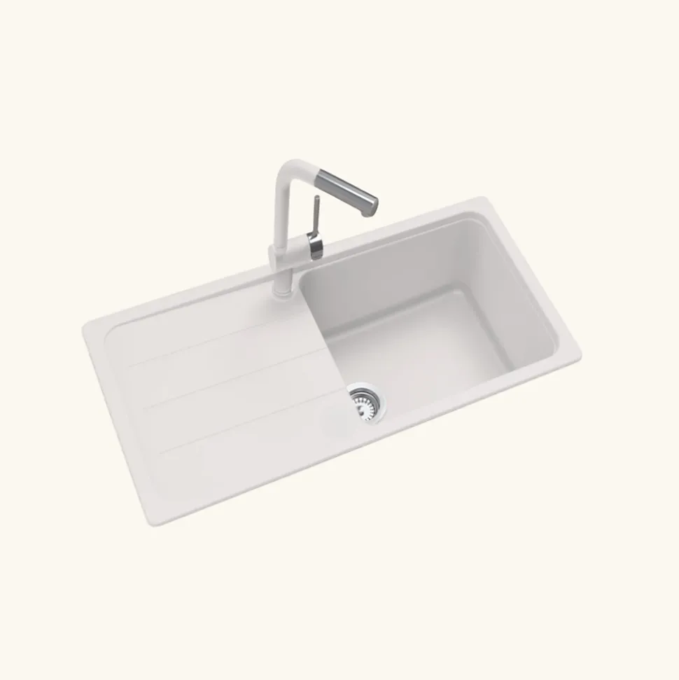 Évier granit blanc Schock FORMHAUS 1 grand bac 1 égouttoir