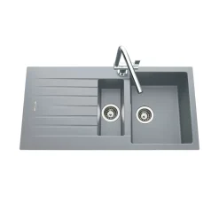 Évier granit gris ALBEY 1 bac et demi - 1 égouttoir