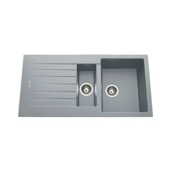 Évier granit gris ALBEY 1 bac et demi - 1 égouttoir