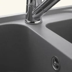 Évier granit gris Ewi OGLIO 1 bac et demi - 1 égouttoir