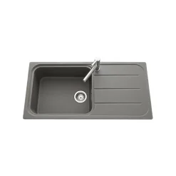 Évier granit gris Ewi OGLIO 1 grand bac 1 égouttoir