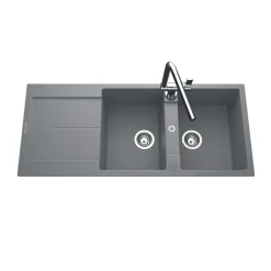 Évier granit gris Luisina TAM TAM 2 bacs 1 égouttoir