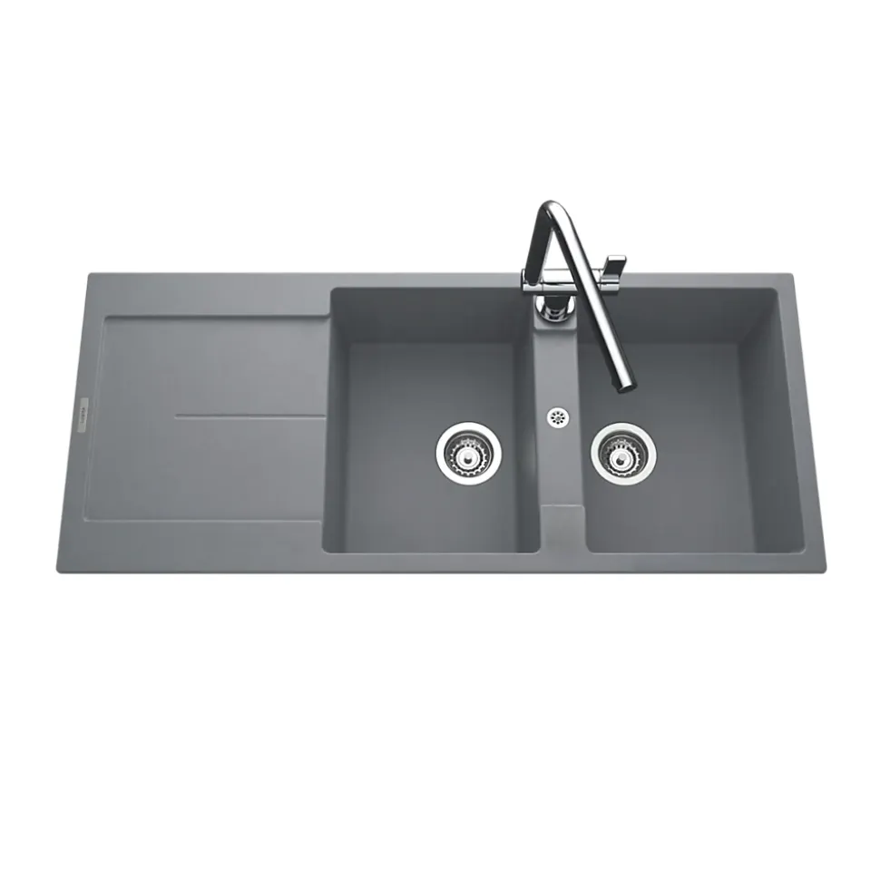 Évier granit gris Luisina TAM TAM 2 bacs 1 égouttoir