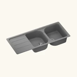 Évier granit gris Schock FORMHAUS 2 bacs 1 égouttoir