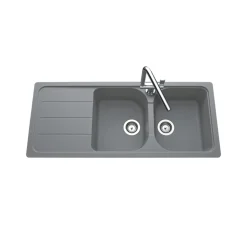 Évier granit gris Schock FORMHAUS 2 bacs 1 égouttoir