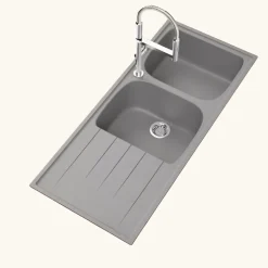 Évier granit gris Schock VIOLA 2 bacs 1 égouttoir