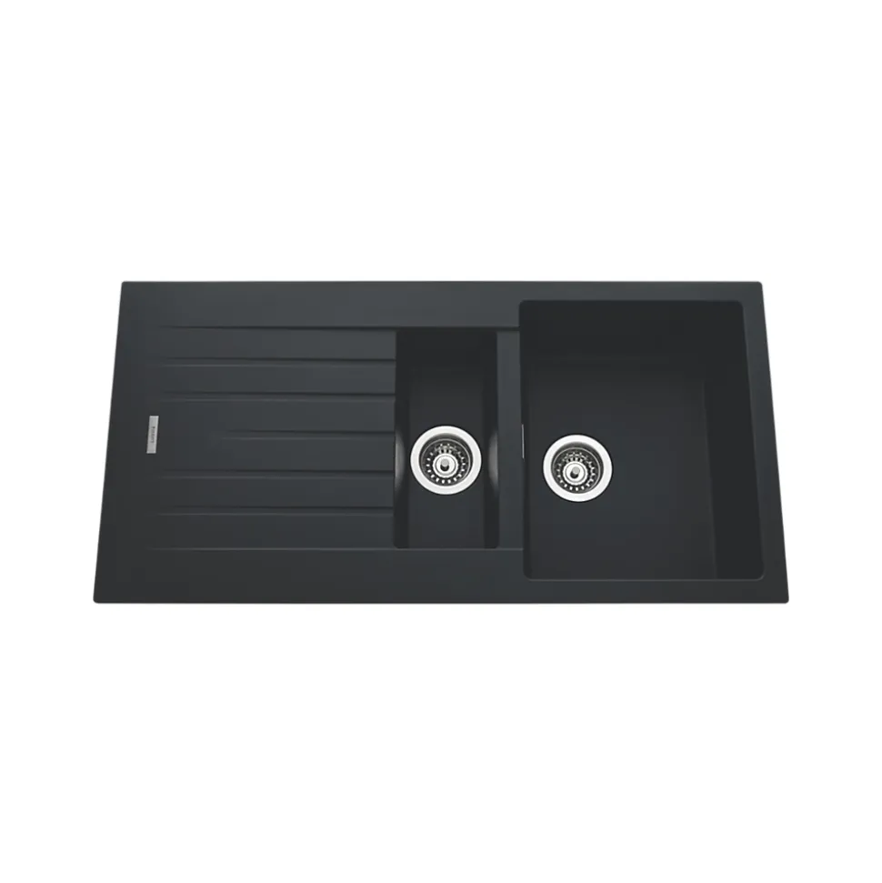 Évier granit noir ALBEY 1 bac et demi - 1 égouttoir