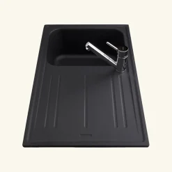 Évier granit noir Ewi HOLIDAY 1 bac 1 égouttoir