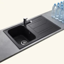 Évier granit noir Ewi HOLIDAY 1 bac 1 égouttoir