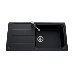 Évier granit noir Ewi OGLIO 1 grand bac 1 égouttoir