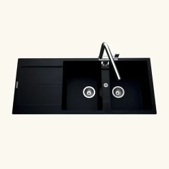 Évier granit noir Luisina TAM TAM 2 bacs 1 égouttoir