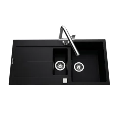 Évier granit noir Luisina TAM TAM 1 bac et demi - 1 égouttoir