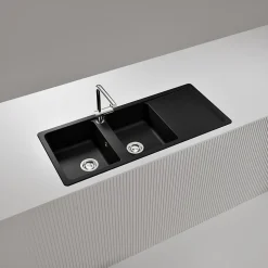 Évier granit noir Schock TOLEDO 2 bacs 1 égouttoir