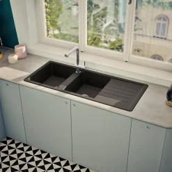 Évier granit noir Schock TOLEDO 2 bacs 1 égouttoir