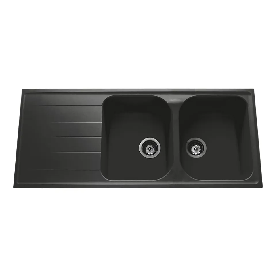 Évier granit noir Schock VIOLA 2 bacs 1 égouttoir