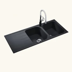 Évier granit noir Schock VIOLA 2 bacs 1 égouttoir