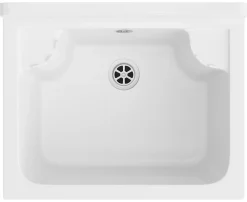 Évier Granitan Loma pour Garage, Buanderie, Local Technique Blanc avec Siphon et Robinet 1 pièce