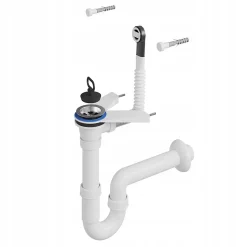 Évier Granitan Loma pour Garage, Buanderie, Local Technique Blanc avec Siphon et Robinet 1 pièce