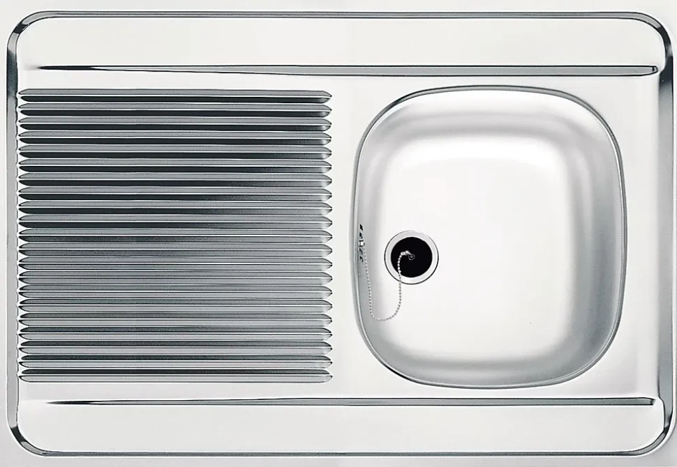 Évier inox 1 bac, 1 égouttoir à poser - Dimensions : 100 x 60 MAN711-1000