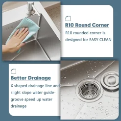 Évier Inox 1 Bac 55x45x19 cm Argent - Évier Encastrable Moderne, Facile à Nettoyer avec Panier & Percé