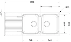 ÉVIER INOX À ENCASTRER 2 CUVES SMART - SRL621 - inox dekor
