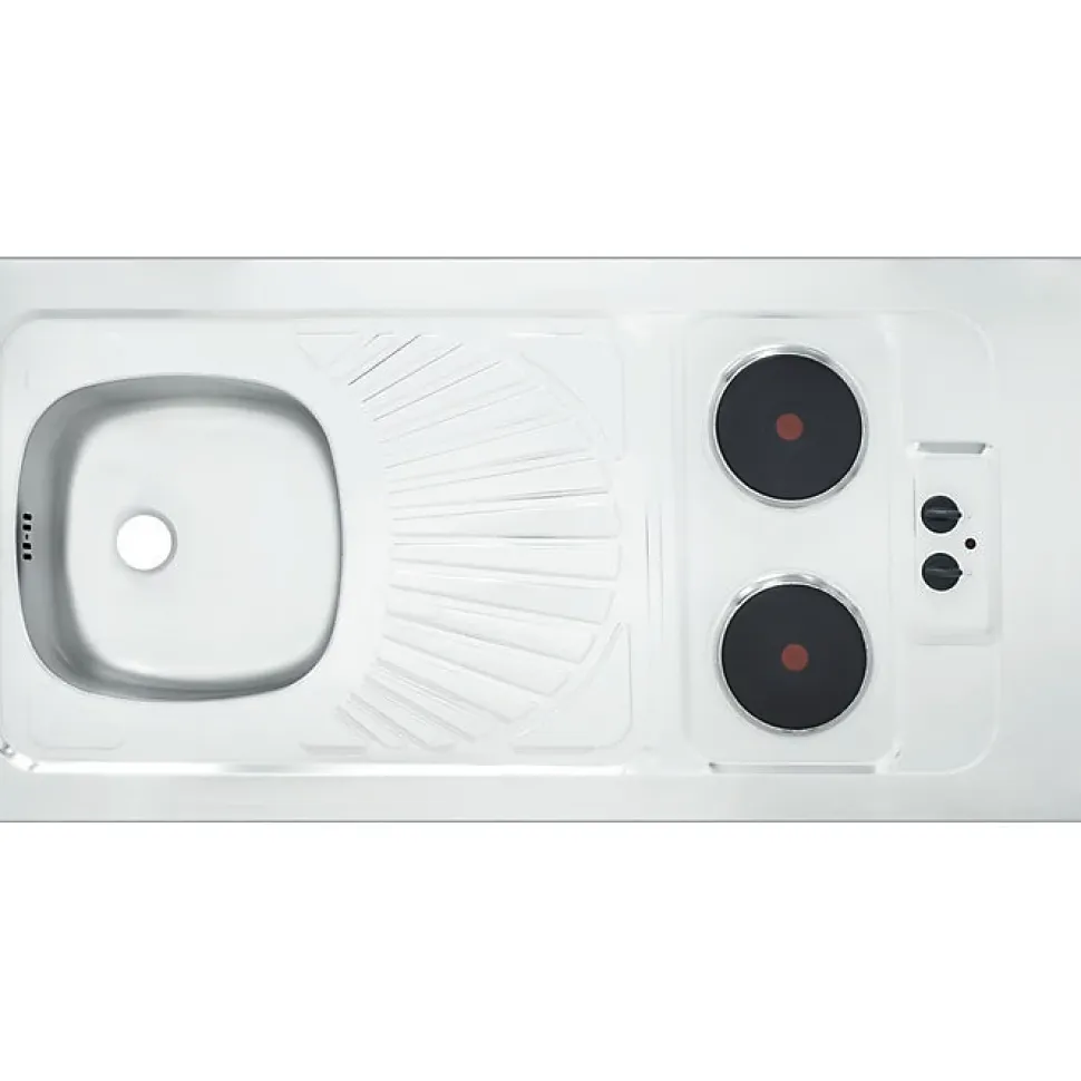 Évier inox - Moderna - 1 bac et 1 égouttoir - Avec plaques électriques