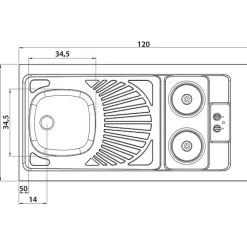 Évier inox - Moderna - 1 bac et 1 égouttoir - Avec plaques électriques