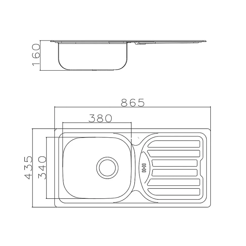 Évier inox Ewi OPALE 1 bac 1 égouttoir