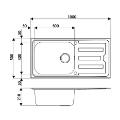 Évier inox lisse BRAVA 1 grand bac 1 égouttoir