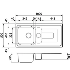 Évier inox lisse Luisina DEBUSSY 1 bac et demi - 1 égouttoir