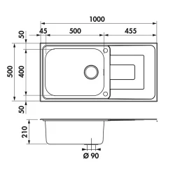 Évier inox lisse Luisina DEBUSSY 1 grand bac 1 égouttoir