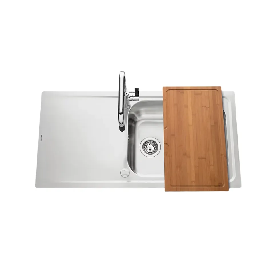 Évier inox lisse Luisina FAGOTTO 1 grand bac 1 égouttoir