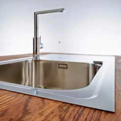 Évier inox lisse Luisina FAGOTTO 1 grand bac 1 égouttoir