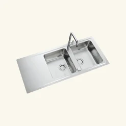 Évier inox lisse Luisina FAGOTTO 2 bacs 1 égouttoir