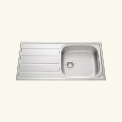 Évier inox lisse Luisina ROCK 1 grand bac 1 égouttoir