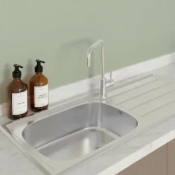 Évier inox lisse Luisina ROCK 1 grand bac 1 égouttoir