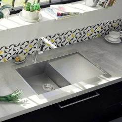 Évier inox lisse RIKAS 1 bac 1 égouttoir