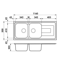 Évier inox mini structure Luisina DEBUSSY 2 bacs 1 égouttoir