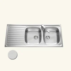 Évier inox nid d'abeille SCALDIS 2 bacs 1 égouttoir