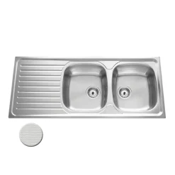 Évier inox nid d'abeille SCALDIS 2 bacs 1 égouttoir
