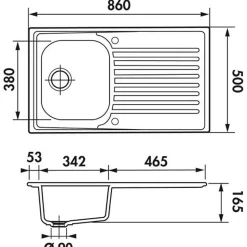 Évier inox nid d'abeille SCALDIS 1 bac - 1 égouttoir