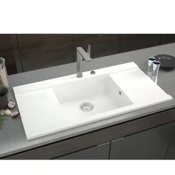 Évier Kümbad MYLO granit blanc 1 bac - 2 égouttoirs